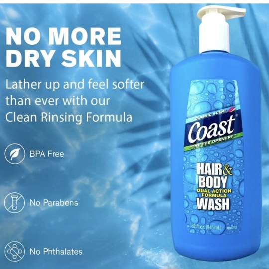 Sữa tắm gội Nam 2-in-1 Coast Classic Scent (Mỹ) 946ml